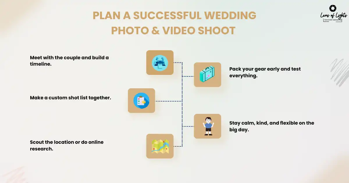 a complete checklist for photographer for Plan a Successful Wedding Photo & Video Shoot