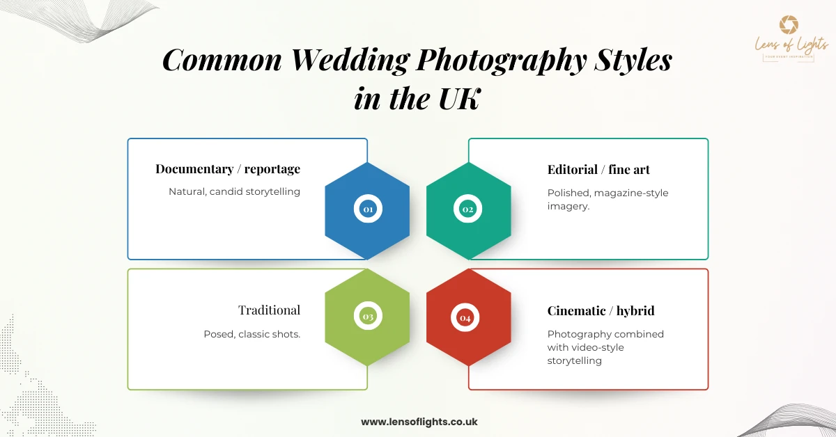 Common wedding photography styles in the UK - Lens of Lights UK