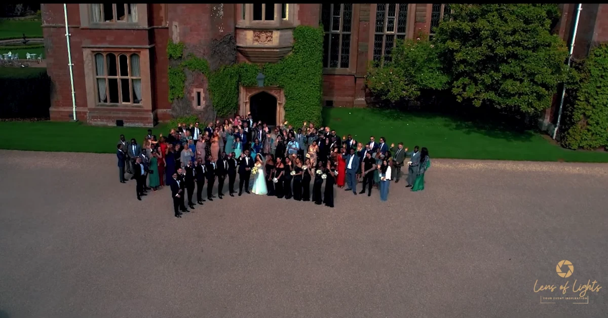Drone cinematography of Theo & Clarissa Wedding - Lens of Lights UK