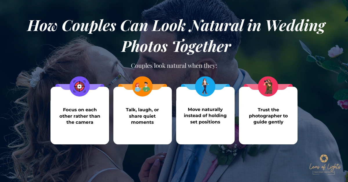 How couples can look natural in wedding photos together - Lens of Lights UK