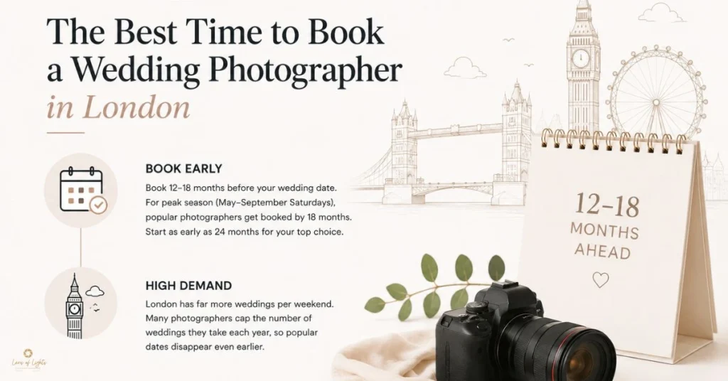 The Best Time to Book a Wedding Photographer in London - Lens of Lights LTD UK
